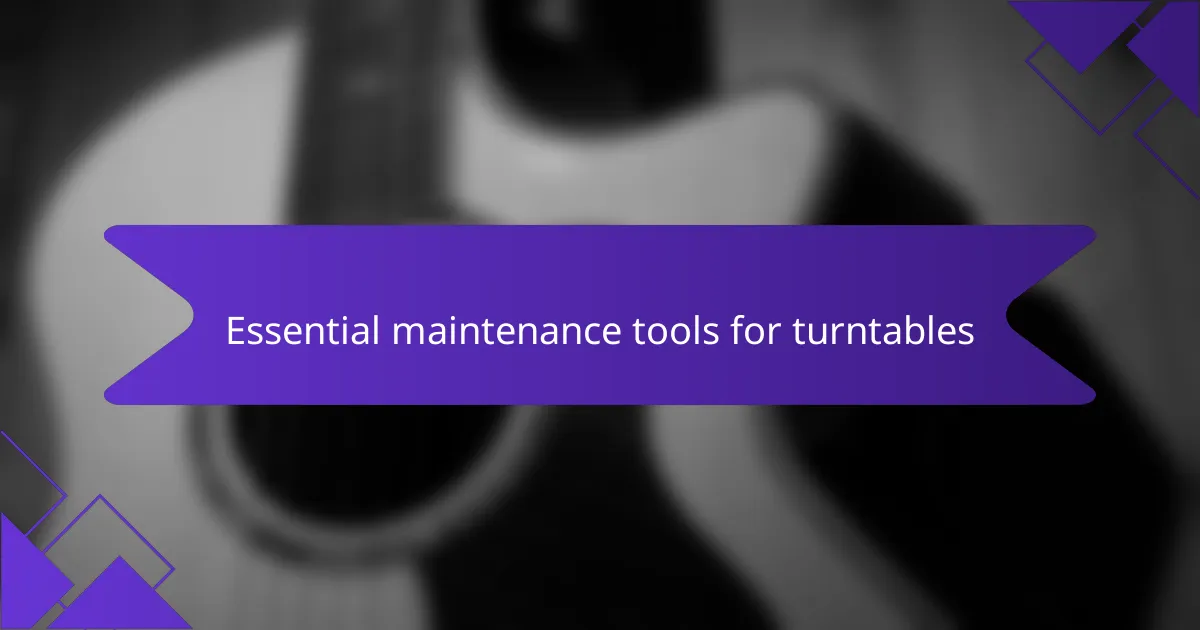 Essential maintenance tools for turntables
